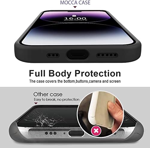 MOCCA תואם למארז ה- iPhone 14 Pro עם טבעת Kickstand | סיליקון נוזלי | Linner Microfiber | מארז הגנה מפני